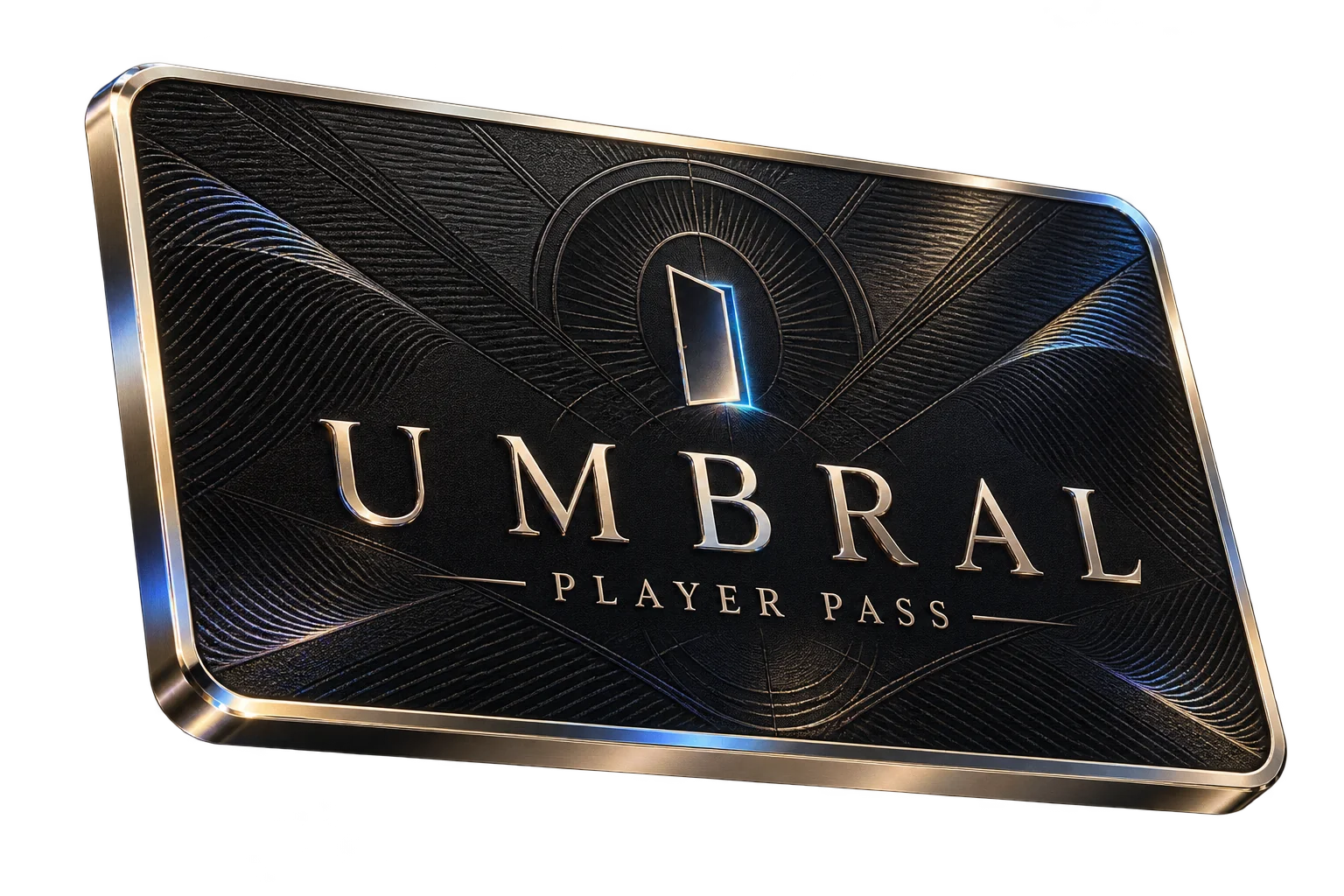 Pase UMBRAL de metal negro con grabados y bordes champagne